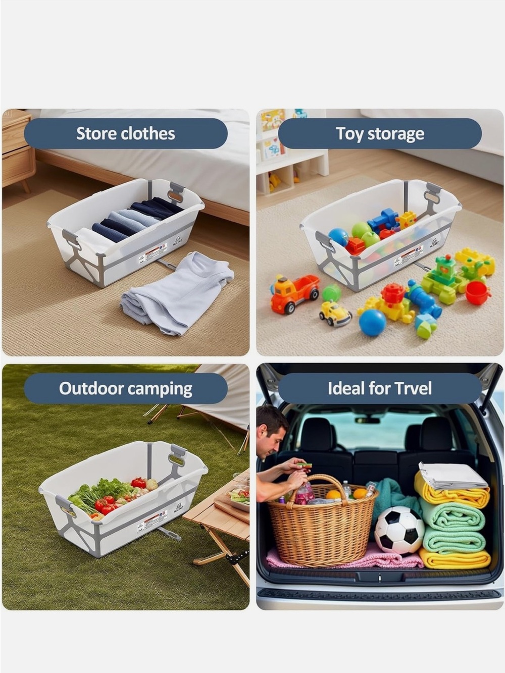 NEW Portable Bathtub Baby Toddler Foldable Travel Lightweight Non-Slip - Picture 4 of 9